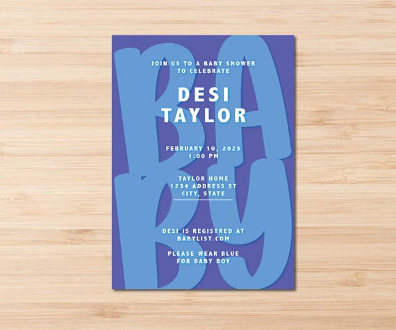 Multi Color option shower or party Invitation