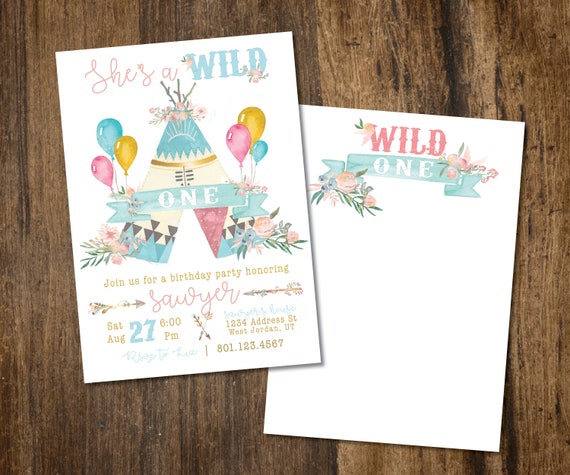 Boho Teepee Birthday Invitation