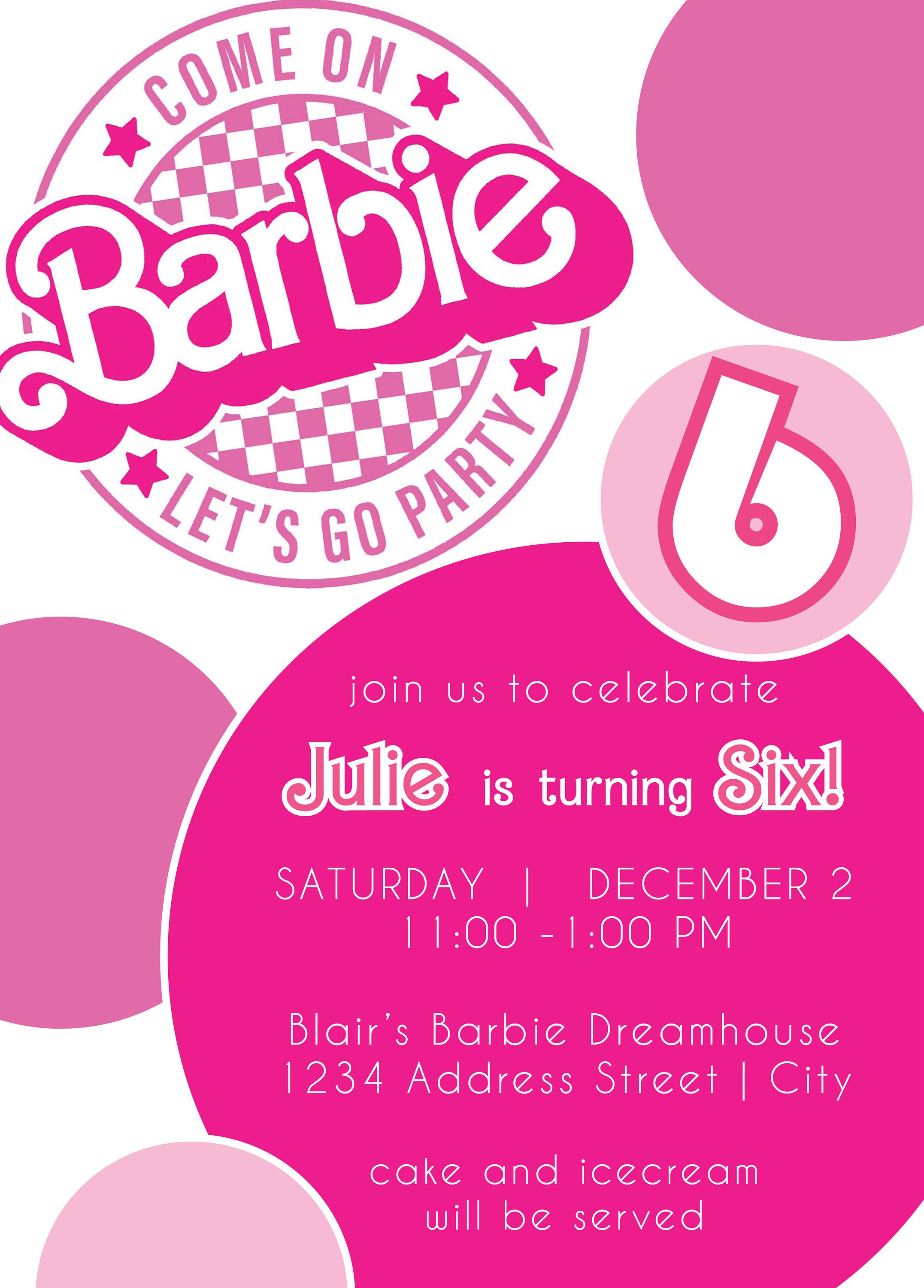 Barbie Theme Birthday Invitation - Etsy