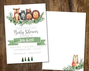 Woodland Birthday or shower Invitation