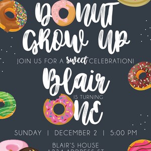 Donut Grow up Invitation image 2