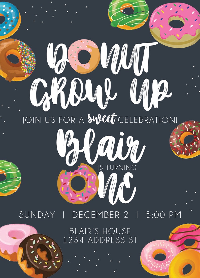 Donut Grow up Invitation image 2