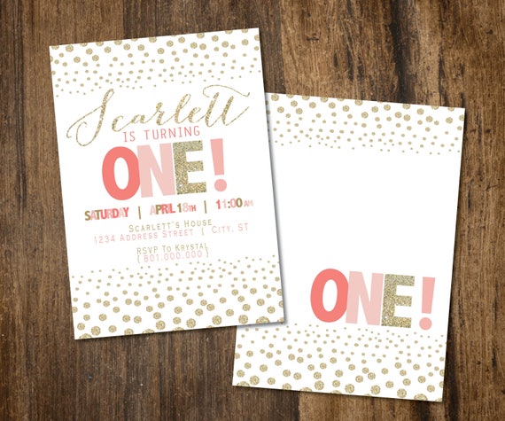 Pink + Gold glitter Invitation