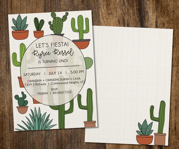 Cactus Birthday or shower Invitation
