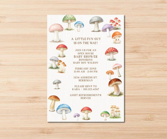 Fun-Guy Mushrrom baby shower Invitation