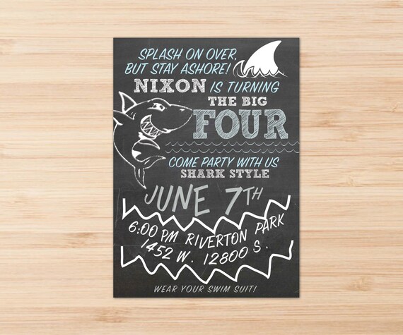 Shark theme Birthday Invitation