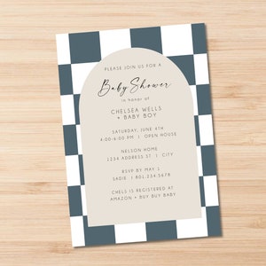Checkered Baby Shower Invitation