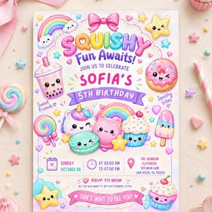 Instant download glitter dumpling invitation for kids birthday party