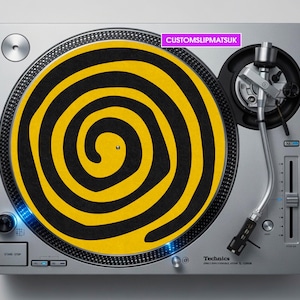 Spiral Tribe Psychedelic Swirl Gelb/Schwarz 12" DJ Vinyl Schallplatten-Slipmat Plattenspieler-Slipmat