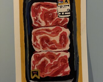 ACEO #1 Comida Original "Carnes e Produtos Hortifrutigranjeiros" Desenho por Goodluckkitty39