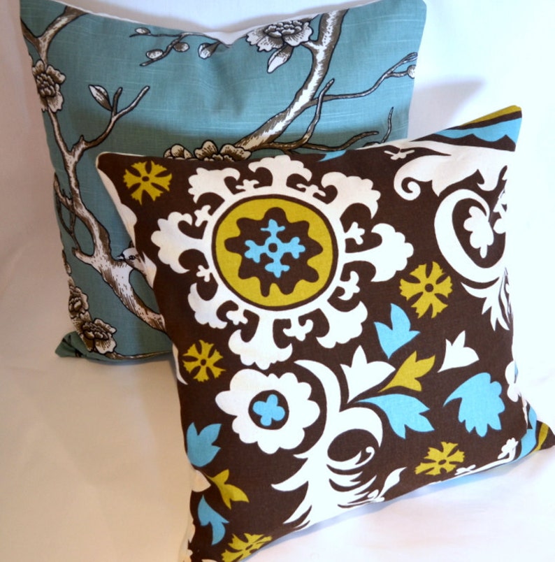 Pillow accent pillow throw pillow Vintage Blossom Azure Dwell Etsy