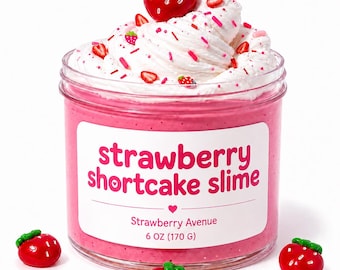 6 oz Strawberry Shortcake DIY Butter Slime | Strawberry Scented | Handmade | Clay Swirl | Sensory Toy