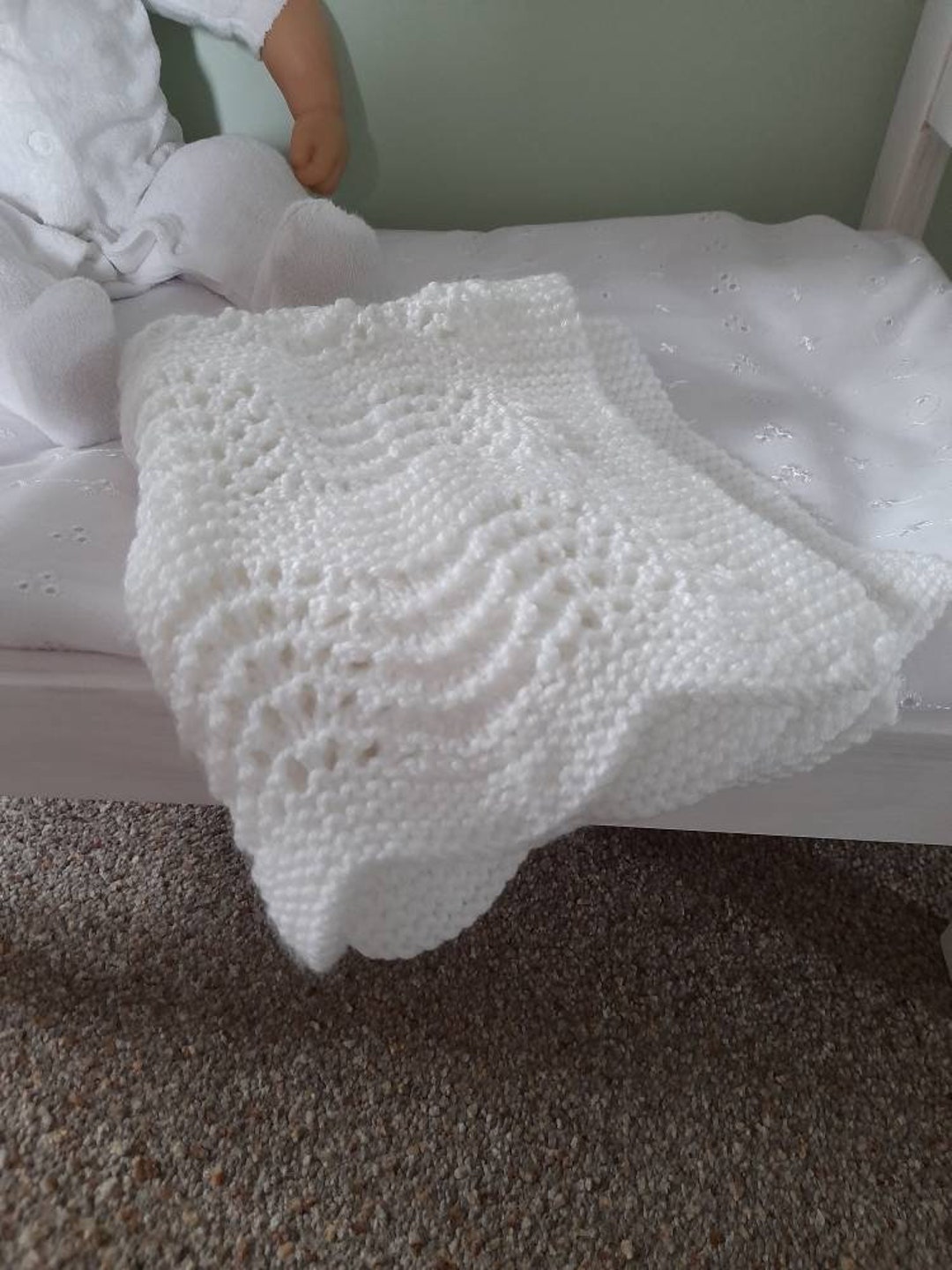 Hand Knitted Blanket Baby Annabell Reborn Prem Baby Etsy UK