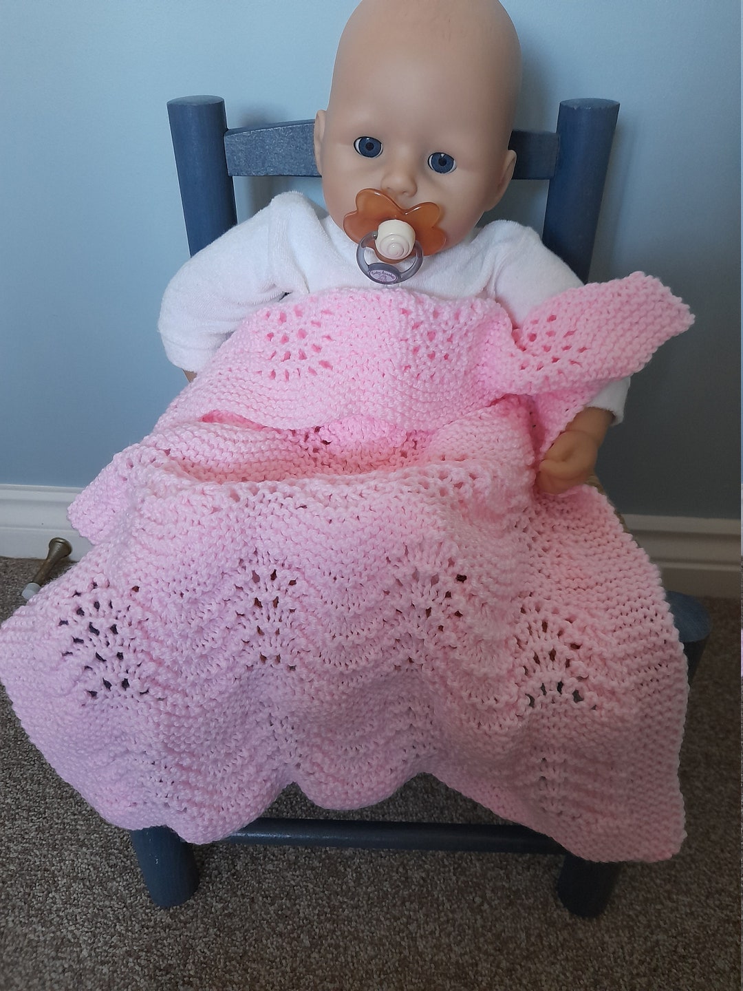 Hand Knitted Blanket Baby Annabell Reborn Prem Baby Etsy UK