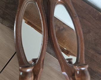 Vintage Wooden Wall Sconces with mirrors