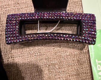 Paarse iriserende strass klauwclip | Handgemaakt sprankelend haaraccessoire