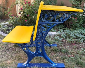 Refurbished Antique School Desk with Original Inkwell | Vintage Schoolhouse Desk | Custom Painted- free delivery Denver/ Colorado Springs
