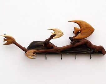 key or sunglasses holder - wooden fishes