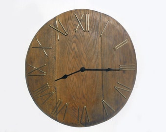 21'' large rustic wall clock, unique big wall clock from old wooden wine barrel