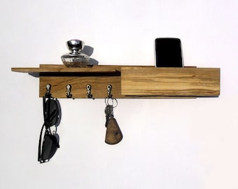 wooden key rack with mailbox