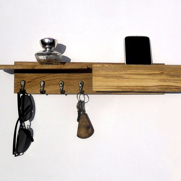 wooden key rack with mailbox