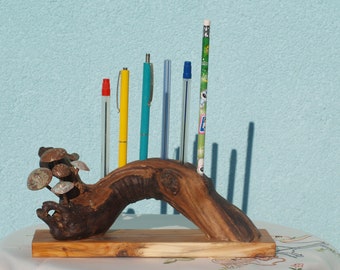 unique wooden pen holder for 6 pens