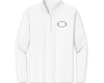 Sudadera minimalista con cremallera hasta el pecho y diseño de silueta de fútbol.