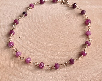 NEW Delicate Ruby Wire wrapped Chain Bracelet