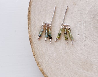 NEW Serenity Sparkler earrings - dainty gemstone stud earrings, moss agate