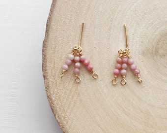 NEW Serenity Sparkler earrings -  dainty gemstone stud earrings, rhodochrosite