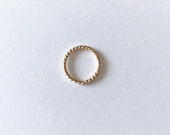 NEW Single 10mm gold twist hoop - endless hoop, conch earring, minimalist, helix,  lip ring,  gold filled hoop, seamless hoop, piercing hoop