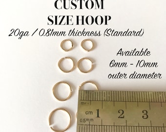Custom Size Cartilage Hoop  - 20ga Standard  thickness | cartilage, helix, daith, rook, tragus, conch, septum, nose ring, lip ring, seamless