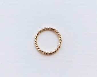 NEW Single 10mm gold twist hoop - piercing hoop, endless hoop, conch earring, minimalist, helix,  lip ring,  gold filled hoop, seamless hoop