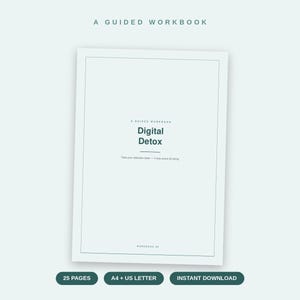 Digital Detox Workbook | Screen Time Journal, Habit Audit, Phone Free Plan (PDF Download)