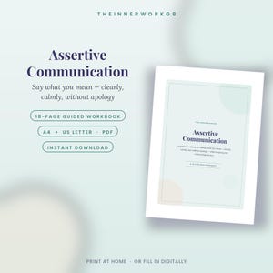 Assertive Communication Workbook | Skills Self Help Journal (Digital Download)