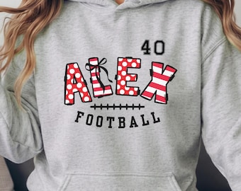 Customized Football Hoodie, Personalized Game Day Sweatshirt, Football Mom Apparel, Football girlfriend shirt, Preppy Style, Sports mom gift