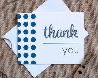 Thank You Cards - Blue Polka Dots - Set of 6