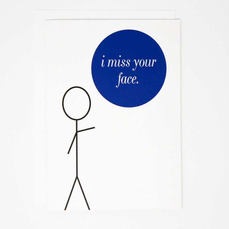 Funny Miss You Card I Miss Your Face Card Stick Man Card Etsy