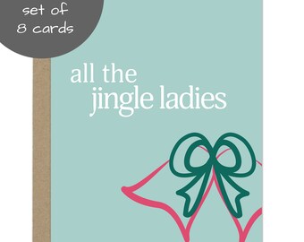 Funny Christmas Cards Pack, Funny Holiday Card Set of 8 - Jingle Ladies