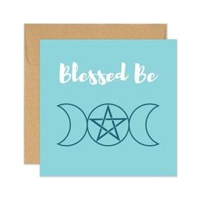 Pagan Blessed Be Card, Triple Moon, Goddess, Magic, Witch Greeting Card