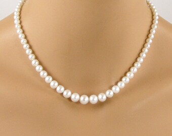 Dreamz WHITE DROP PEARL NECKLACE Doll Jewelry VINTAGE REPRO made for Barbie