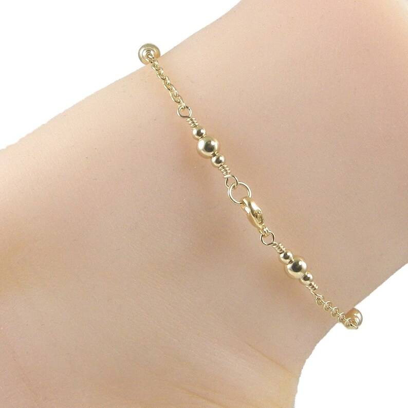 Gold Chain Gold Bead Ankle Bracelet Gold Anklet Gold Anklets Etsy