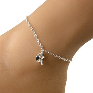 Dainty Lock and Key Anklet, Sterling Silver Lock and Key Anklet, Silver Chain Anklet, Gift for Her, Valentine Day Gift