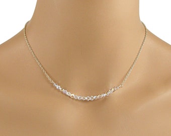 Swarovski Crystal Necklace, Clear Crystal Gold Chain Necklace, Bling Necklace, Swarovski Necklace