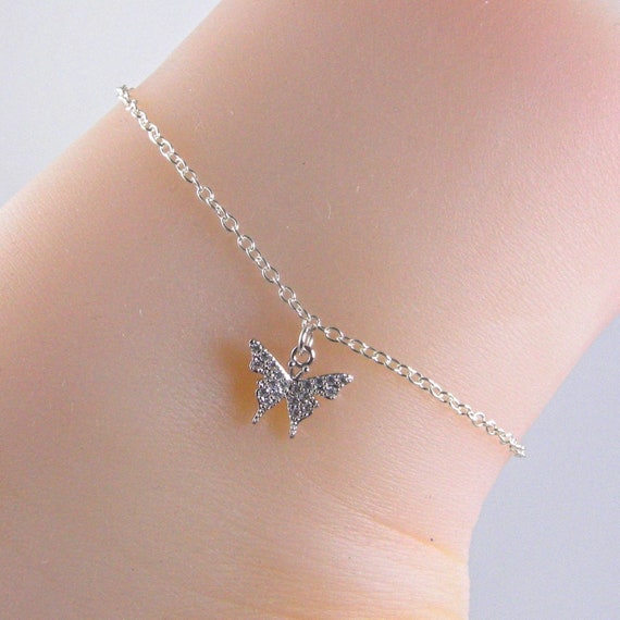 butterfly silver anklet