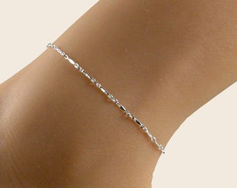 Dainty Sterling Silver Chain Ankle Bracelet, Everyday Anklet