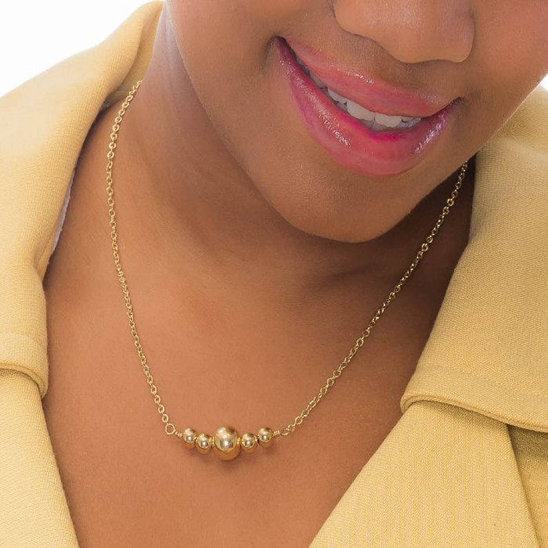 Gold Bead Gold Chain Necklace