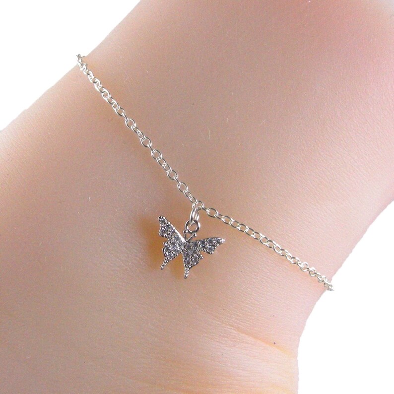 Silver Butterfly Anklet Dainty Butterfly Anklet Silver Etsy