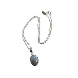 Labradorite Necklace, Oval Labradorite Sterling Silver Necklace, Natural Labradorite Necklace, Gift for Her