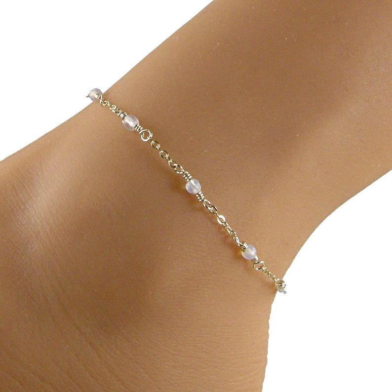 Opal Gold Chain Dainty Anklet Opal Ankle Bracelet Gold Etsy